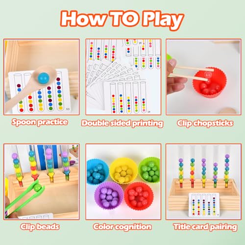 Image of Montessori Color Sorting Toys for Toddlers 2 3 4 5 6, Early Education Color Matching Bead Game, Boys Girls Birthday Gift