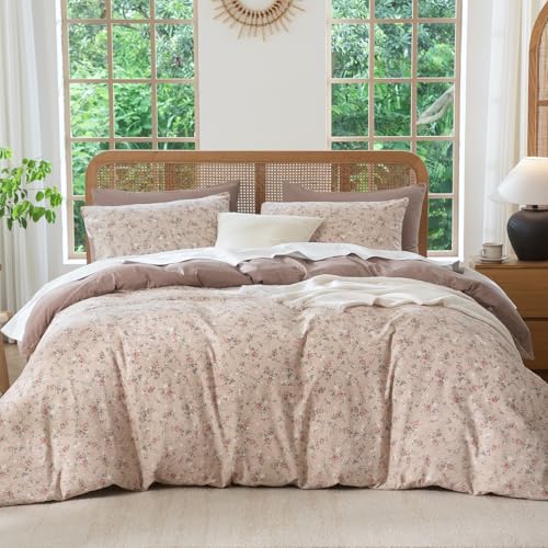 BUPIRD Floral Queen Duvet Cover Luxury Soft Brushed Microfiber Crinkle Gauze Fabric 3 Pieces Bedding Set Flower Pattern Queen Duvet Cover with Zipper Closure Breathable Comfy by BUPIRD - Used condition - Image 2