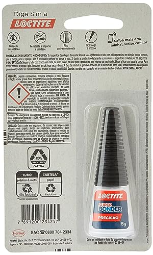 Cola Loctite Super Bonder Precisão, cola universal para reparos precisos, cola instantânea de alta p