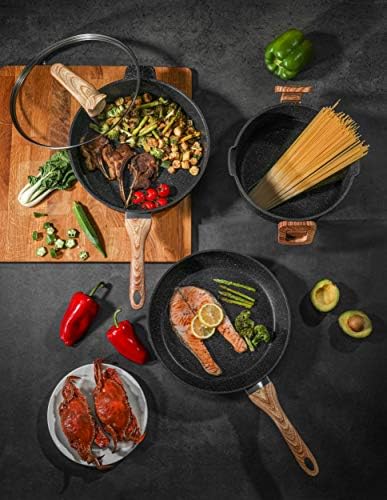 Haufson Asteroid Trio+, Non Stick Cookware with Lid, 5 Pieces Set, Pot And Pan Sets Induction, PFOA Free, Frying Pan 28 cm , Sauté Pan 28 cm with Lid , Casserole 24 cm with Lid