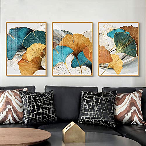 Affiches abstraites fleurs bleues pour habiller un grand mur vide de salon scandinave
