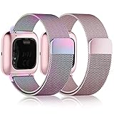 Modelo compatible: la correa de repuesto de malla metálica magnética es compatible con Fitbit Versa / Fitbit Versa 2 / Fitbit Versa Lite, este producto solo incluye la correa