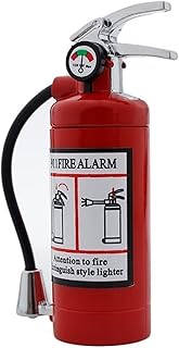 Traditional Flame Lighter, Metal Fire Extinguisher Shape Lighter Refillable Butane Gas Lighter Creative Refillable Cigar Lighter with LED Flashlight for Candles, Camping, BBQ,