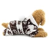 Facile et facile Zunea Pyjama d\'hiver à capuche en velours doux et chaud pour petit chien et chat, marron, taille XL