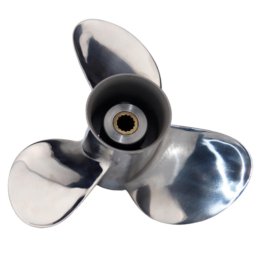 AQUAMAN Außenbord-Propeller (9,25 x 8/9/10/11), passend für Mercury-Motoren 9,9/15/20 PS Tohatsu-Motor 9,9/15/18 PS, 14 Spline (Aluminium/Edelstahl)