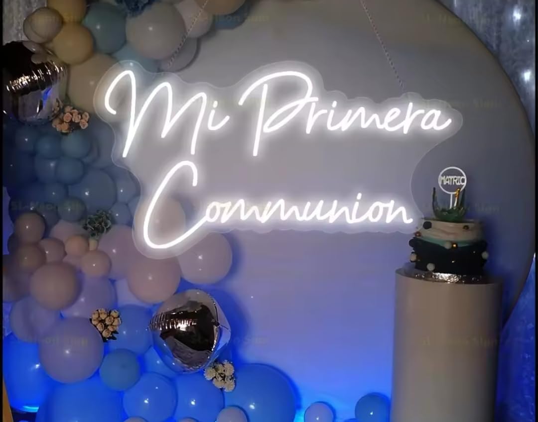 Letrero de Neón LED Personalizado luz calida, Señal de Mi Primera Comunión, Señal de Luz Española, Decoración de Fiesta de Boda, Habitación, Material Acrílico MEDIDAS 60X35CM