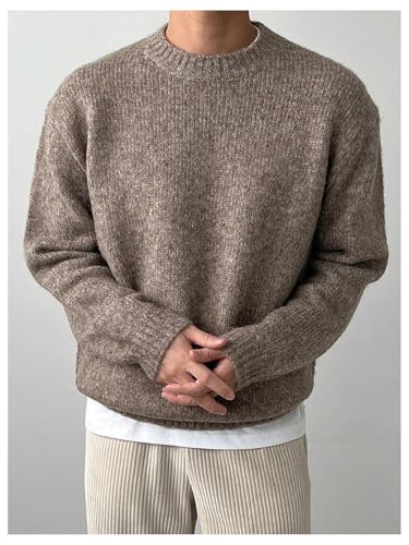 Floerns Men's Long Sleeve Knitwear Sweater Crewneck Drop Shoulder Pullover Top4