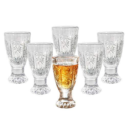 Shot Glass, Carved Shot Glass Set, Lead-Free Glassï¼Œ 1.35 Oz Transparent Heavy Base Shot Glass Set Of 6, For Tequila-Vodka-Cocktail