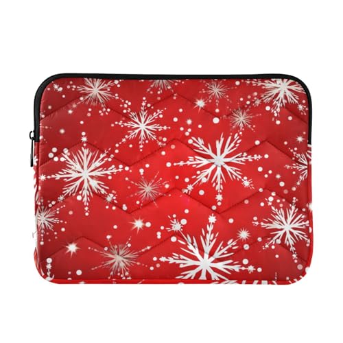 Funda para portátil 13-14 pulgadas impermeable roja con copos de nieve