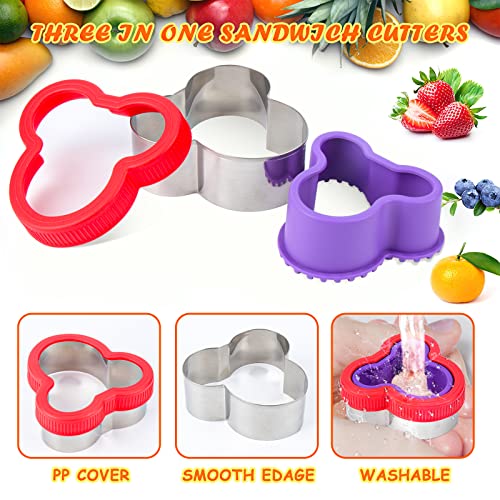 Fastspok Sandwich Cutter And Sealer Set - 25Pcs Uncrustables Sandwich Maker, Cookie Cutters For Kids Lunch Bento Box - Vegetable Fruit Cutter Set (Mickey, Heart, Star, Dinosaurs, Unicorn, Flower) #TOP4