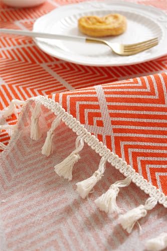 Nappe vagues orange KnSam en coton 140x250cm pour repas de famille convivial