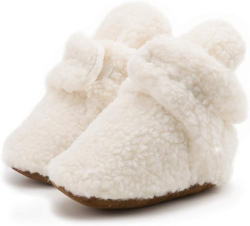 Miniatura 3 de Bellocasa Botines de forro polar para bebés, niños y niñas, pantuflas antideslizantes con agarre suave, zapatos de calcetín para recién nacidos,