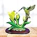 BANBERRY DESIGNS Hummingbird Porcelain Figurine in Flight with Lily Flowers Bird Figures Includes Wood Base
