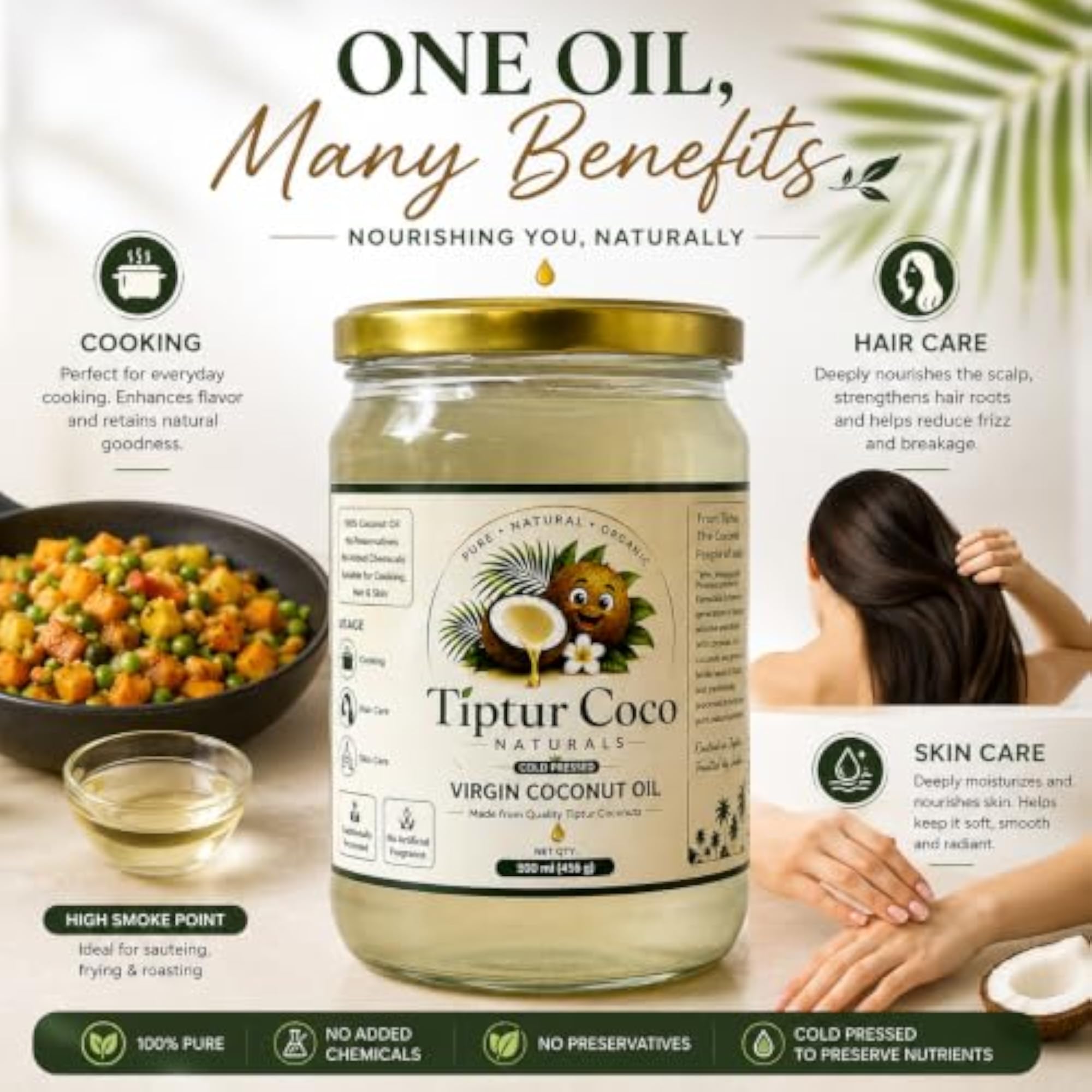 Virgin Coconut Oil, Cold Pressed for Hair & Skin
