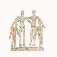 Vista 1 de DOGNNAK Paquete de 4 maniquíes articulados de madera articulada para familia de cuatro, papi, mamá, hermana, hermano, retrato familiar