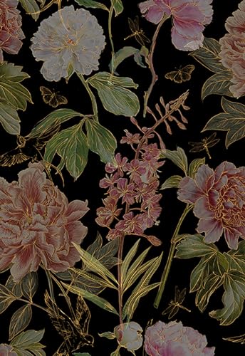 RANRAN Vintage Floral Peel and Stick Wallpaper Flower Gold Vinyl ...