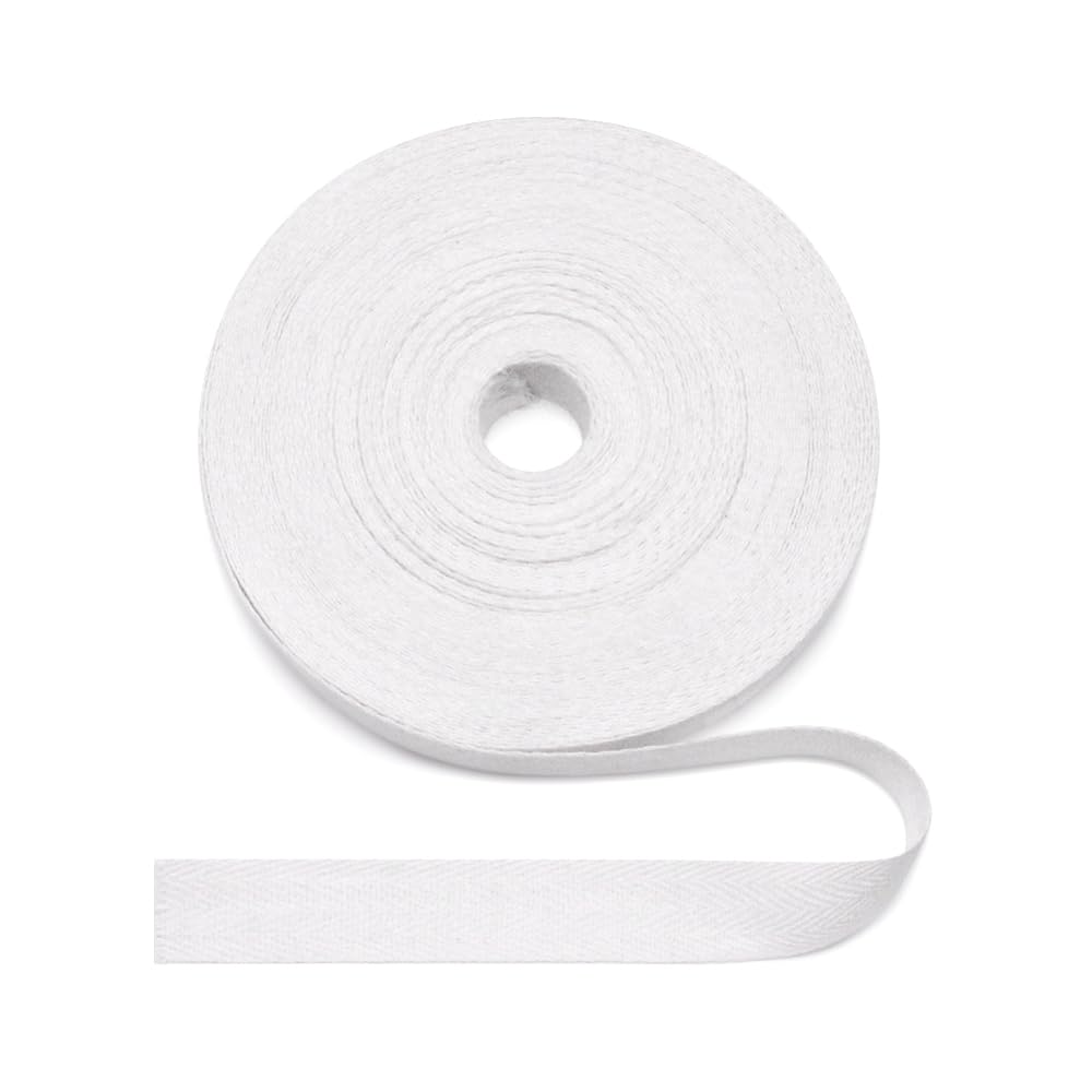 Jamsinmu White Natural Cotton Herringbone Tape 20mm, 22 Yards Herringbone Fabric Tape for Edge Reinforcement Webbing, DIY Sewing Crafts - Twill 20mm*22Y — image 1