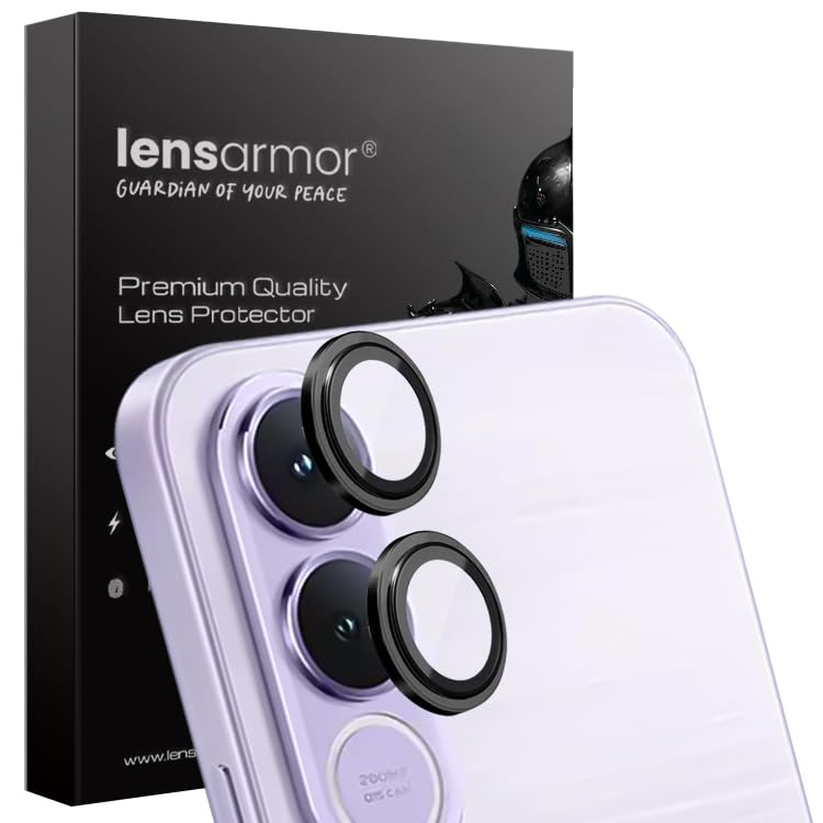 Image of Lensarmor Compatible with Vivo V70 FE Camera Lens Protector, Black, Premium Lens Guard, 9H Tempered Glass, Case Friendly, Precise Fit