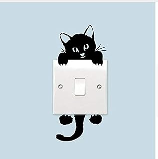 3D Cat switch stickers removable funny wall decals cartoon animal wall stikers for kids rooms home decoration