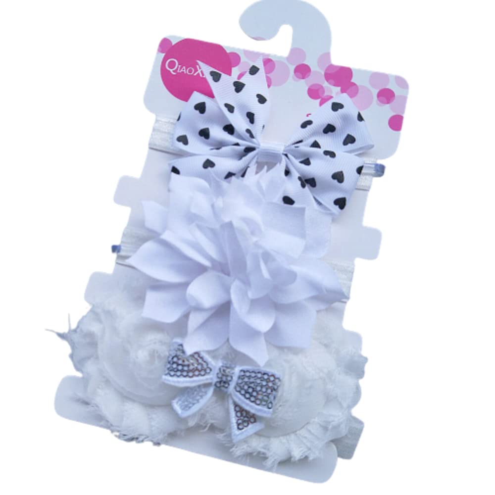 SYGA 3 Pcs Baby Girl Headband Strechable Bow Crown Flower Soft Hairband Suitable For 0-3 Years (Color 7)