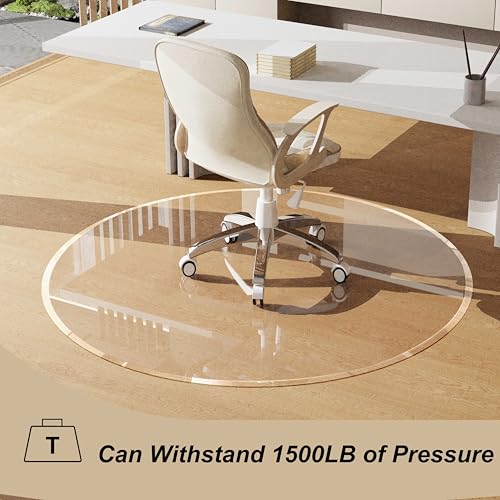 Image of MESAILUP Beveled Edge 48 inch Round Chair Mat for Carpet or Hardwood Floor Crystal Clear, 48 inch x 48 inch for a Smooth Glide and Easy Roll On /Off, Heavy Duty and Non-Slip Floor Ultimate Clear Chair Mat