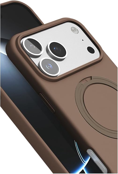 CONSTRAIN Apple iPhone 18 Pro Max ve iPhone 17 Pro Max İçin Halka Standlı Esnek Silikon MagSafe İle Uyumlu Telefon Kılıfı Arka Kapak - Kahverengi