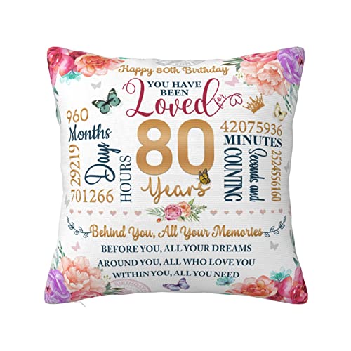 80th Birthday Gifts for Women Pillow Cover, Gifts for 80th Birthday Pillowcase 18