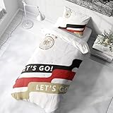 DFB Bettwäsche-Set Let's Go! – Offizieller Fanartikel der Deutschen Nationalmannschaft – Bettbezug (135x200 cm) mit 1 Kopfkissenbezug (80x80 cm) – Schwarz Rot Gold