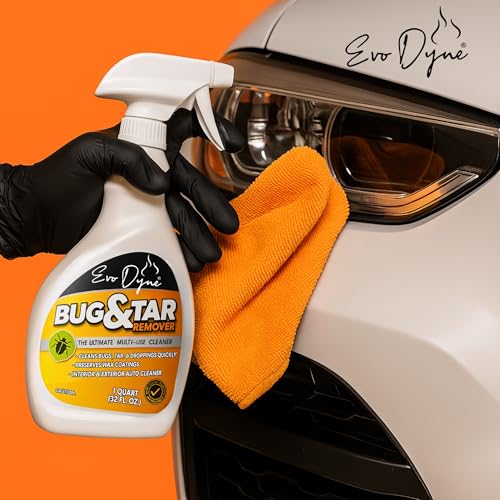 Evo Dyne Bug Remover for Car Detailing (32 fl oz Per Bottle), Made in the USA - Car Interior Cleaner Removes Tar, Droppings, Guts, Dirt, Grease | Ultimate Tree Sap Remover