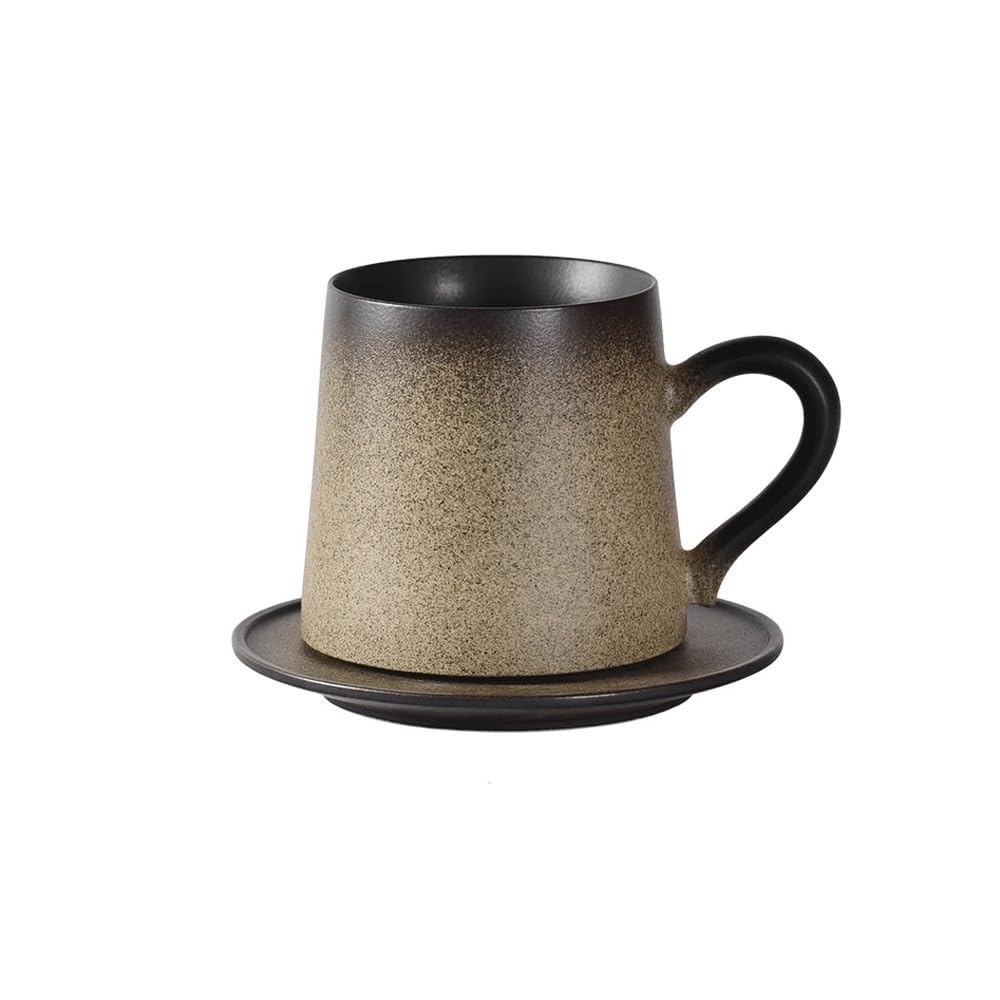 Zestaw filiżanek do kawy w stylu vintage ze spodkiem, ręcznie robiony ceramiczny kubek do herbaty 11,37 uncji z uchwytem na popołudniową herbatę