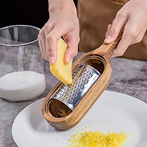 Wooden Cheese Grater With Handle,Rustic Brown Cheese Shredder With Storage Space,Handheld Kitchen Graters For Cheese Lemon Chocolate #TOP1
