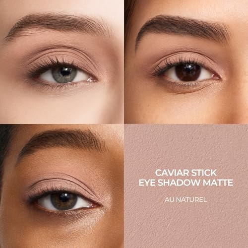 Laura Mercier Caviar Stick Cream Eyeshadow, Matte Finish, 24HR Wear, Blendable and Buildable, Shade Au Natural + Caviar Tightline Eyeliner, Gel-like Hydrating Formula, Shade Tuxedo Bundle