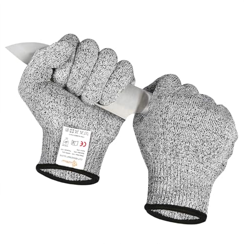 Image of Evridwear Cut Resistant Gloves Food Grade Level 5 Kitchen Safety Protection (Gray, Medium)