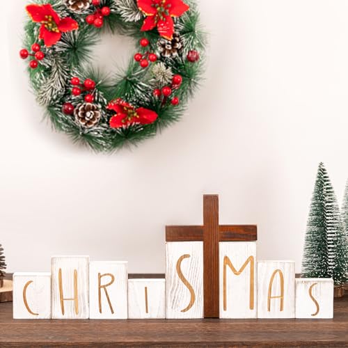 Rustic Christmas Decor Wooden Christmas Sign Blocks Nativity Set Decor
