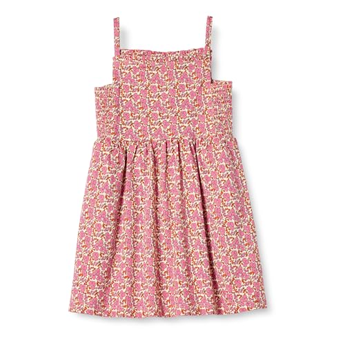 Amazon Essentials Mädchen Midikleid aus Baumwolle, Trägerkleid, Beige Hot Pink Posey Floral, Medium
