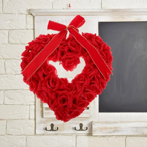 Cadeau de Mariage Idéal : Couronne de Saint-Valentin de Cœur 40 CM en Roses - 5