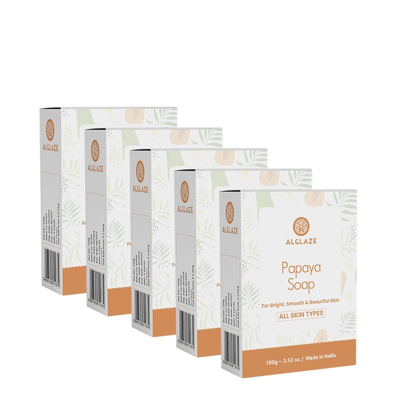 Image of Papaya Soap With Shea Butter & Jojoba Oil | Brightens, Smoothens & Refreshes | 100 g (Pack of 5)