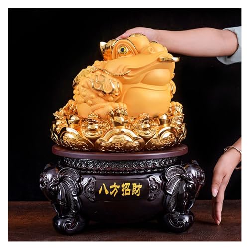 Statue de grenouille de richesse feng shui à base rotative