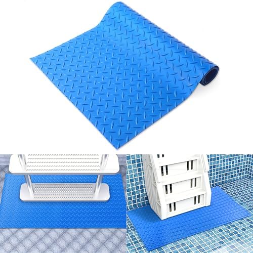 Aodaer Blue Swimming Pool Ladder Mat, 17 x 36 Inch Stair Mats Lin...