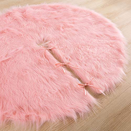 Pink-Christmas-Tree-Skirt-36-Inches-Long-Luxury-Cozy-Faux-Fur-Xmas-Tree-Skirt-Elegant-Decor-1-PC Pink Christmas Tree Skirt 36 Inches Long Luxury Cozy Faux Fur Xmas Tree Skirt Elegant Decor 1 PC