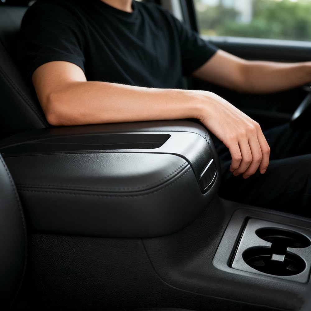 Center Console Armrest Lid Box Cover Compatible with 2007-2013 Chevy Silverado Tahoe Suburba Avalanche,GMC Sierra Yukon XL,Replace for 15217111 15941534 19328718