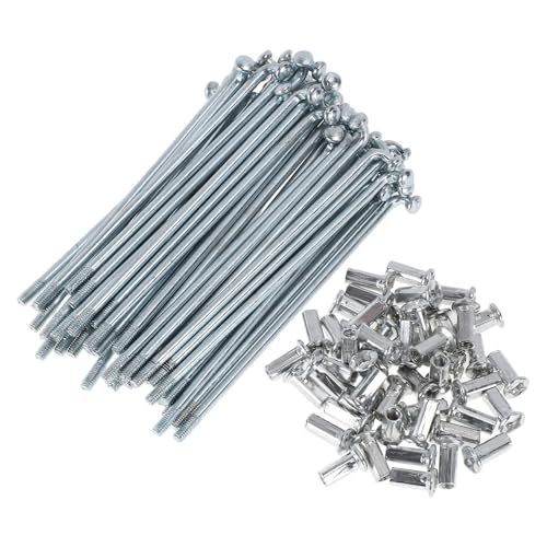 PARSLUCK 48 Set 10G Bicycle Spokes 90mm Bike Wheel Spokes Carbon Steel Galvanized Silver Tone