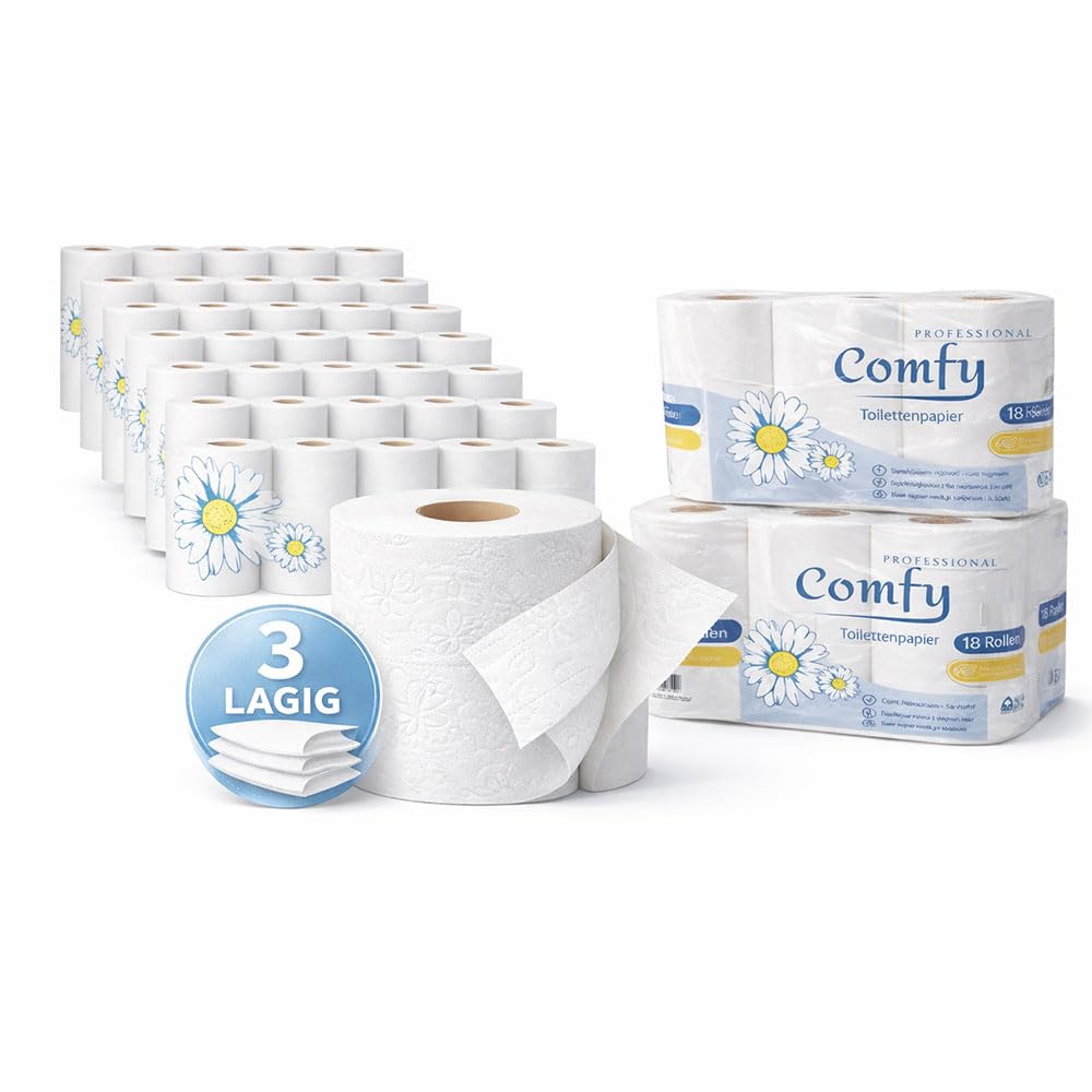 Toilettenpapier 3-lagig – 64 Rollen (8 x 8) 150 Blatt pro Rolle | 100% reine Zellulose | Weiches & saugfähiges Premium-Toilettenpapier – Weiß, ideal für Haushalt & Gewerbe