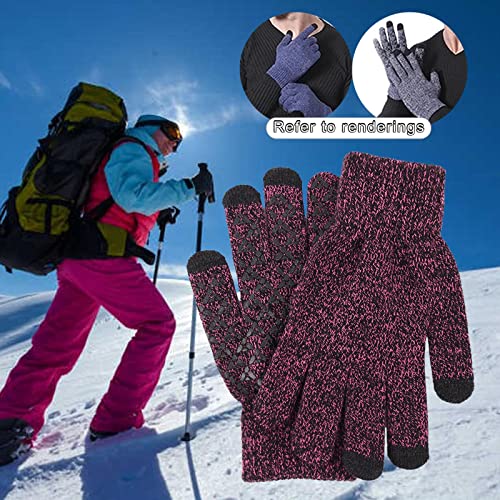 DYNWAVE Luvas quentes de inverno forro de tela de toque antiderrapante em malha de mão cheia de mens