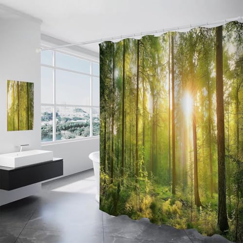 Rideau douche lavable en machine 180x180 imperméable avec crochets - 3