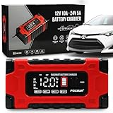 Girox Automatisches Batterieladegerät 12V 24V 10A - Mikroprozessor Ladegerät mit LCD - 7 Stufen...