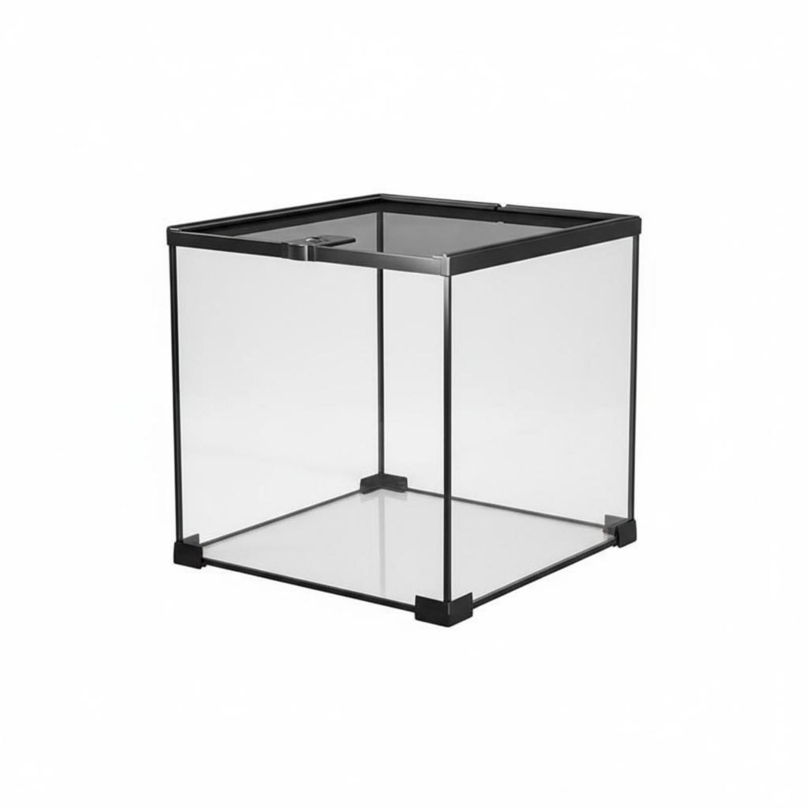 Terrario per Rettili Terrario Acquario Teche Vivario con Vetro Panoramico a 360 Gradi con Coperchio Scorrevole Bloccabile E Ventilazione Ottimizzata, 30-30-30cm