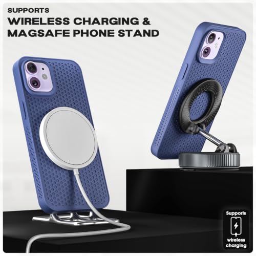 Image of Pikkme Back Cover for iPhone 12 /12 Pro | Honeycomb Cooling Design | Silicone Heat Dissipation | Mag-Safe Compatible | Shockproof Camera Protection Bumper Case (Blue)