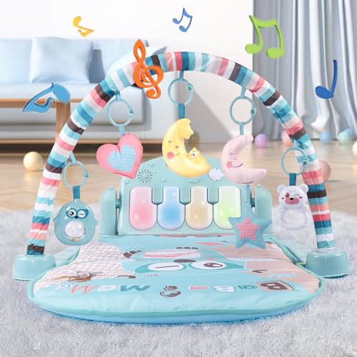 Image of TEMI Baby Gym Toys & Activity Play Mat, Kick and Play Piano Gym Center with Music and Lights, Electronic Learning Toys for Infants, Toddlers, Newborn, Girls and Boys Ages 1 to 36 Months