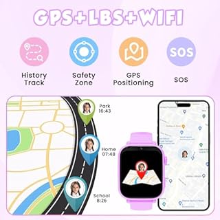4G Montre Connectée Enfant, Montre Intelligente Pour Enfants Fille Garçon avec GPS SOS Chat Vocal Appel Vidéo Mode Classe Chronomètre Réveil Jeux, Montre Telephone Enfant 4 à 12 Ans Cadeau, Violet